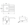 Kép 5/5 - EVIDO Home 45S gránit mosogató, 765 x 460mm, antracit 105548