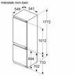 Kép 3/3 - Bosch KIN86VFE0 Beépíthető kombinált hűtő, Serie4, NoFrost, 184+76 l , 177,2x54,1x54,8cm, E, TouchControl LED kijelző, LED világítás, VitaFresh XXL