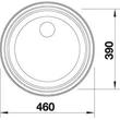 Kép 2/4 - BLANCO RONDOSOL mosogatótálca, fényezett rozsdamentes acél, excenter nélkül, 1 1/2" lefolyóval