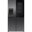 Kép 1/14 - Hisense RQ600P7SKE Side by Side Francia ajtós, Multidoor hűtőszekrény, Wifi, No Frost, Fekete, Betekintő ablak, UV szűrt vízadagoló, TFT Kijelző