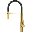 Kép 1/2 - Laveo POLA Konyhai álló csaptelep rugalmas U alakú tömlővel, Szín: arany/fekete