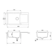 Kép 2/2 - EVIDO Cubo XL 6S compact gránit mosogató, 860 x 500 mm, bézs