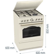 Kép 3/8 - Gorenje GKS6C71CLI Kombinált tűzhely, 4 gázégő, elektromos multifunkciós sütő Pizza funkcióval,kijelző, fém tetővel, air fry, fém tető, 60 cm széles, gőzfunkcióvai, Classico bézs szín