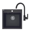 Kép 1/2 - Laveo SZETT ALENA +LETTE Gránit tálca + Álló csaptelep - MATT Fekete SRA 710BL