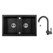 Kép 1/3 - Laveo BARBADOS SET MATT fekete Gránit mosogató: kétmedencés, Szín: MATT fekete, MATT Fekete álló csapteleppel, SRBA_720RL Kép 1/3 - Laveo BARBADOS SET MATT fekete Gránit mosogató: kétmedencés, Szín: MATT fekete, MATT Fekete álló csapteleppel, SRBA_720RL