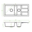 Kép 2/2 - Laveo BARBADOS fehér 1,5 medencés mosogató dugókiemelős helytakarékos szifonnal