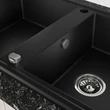 Kép 4/5 - Laveo BARBADOS matt fekete 1,5 medencés mosogató dugókiemelős helytakarékos szifonnal