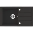 Kép 1/2 - Laveo RINA csepptálcás szemcsés fekete mosogató, automata dugókiemelős, helytakarékos szifonnal