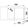 Kép 4/9 - BLANCO AXIA III 45 S Silgranit mosogatótálca, alumetál, üveg vágólappal, excenterrel
