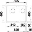 Kép 3/9 - BLANCO SUBLINE 340/160-U Silgranit mosogatótálca, balos medencével, fehér, excenter nélkül