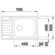 Kép 3/4 - BLANCO DINAS XL 6 S Compact, mosogatótálca, forgatható, fényezett rozsdamentes acél, 2 csaplyukkal, excenterrel