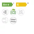 Kép 4/6 - Pando PLI-7360 beépíthető fekete üvegajtós, magasságba akár  kamraszekrénybe építhető mosogatógép, 8 teríték, fekete üveg