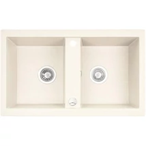 Laveo CELIA jázmin kétmedencés mosogató dugókiemelős helytakarékos szifonnal