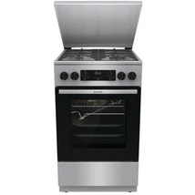 Gorenje GKS5C71XF Kombinált tűzhely, 4 gázégő, elektromos multifunkciós sütő Pizza funkcióval,kijelző, fém tetővel, teleszkópos sütősín, lassú ajtózáródás, air fry, fém tető, szürke szín, gőzfunkcióval