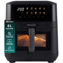 Hisense HAF2100DCD Air fryer - Forró levegős sütő - betekintő ablakkal    2100 W,  7,7 l, kivehető tál , egyszerű színes digitális kijelző, 10 előre beállított sütési program,  automatikus kikapcsolás