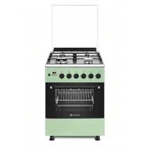 NOVACOOK F6TS40 Zöld 60x60cm gáz elektromos DIGITÁLIS kombi tűzhely Gyöngyházzöld,WOK, Beépített forgónyárs