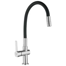 LAVEO ALITA szálcsiszolt inox / matt fekete kétfunkciós rugalmas tömlős csaptelep