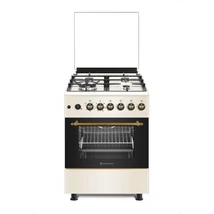 NOVACOOK F6TS40EG-Retro 60x60cm gáz elektromos DIGITÁLIS kombi tűzhely Retro,WOK, Beépített forgónyárs