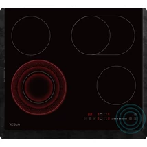Tesla HV6411MX beépíthető kerámia főzőlap, 4 zóna, 60 cm, érintővezérlés, 9 fokozat, gyerekzár, időzítő, 1 dupla zóna, 1 bővíthető zóna