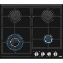 Kluge KPG6010BG beépíthető gáz főzőlap, 60 cm, fekete üveg, WOK égő