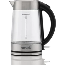 Gorenje K17GDWII Üveg VÍZFORRALÓ  1,7 liter, 2200W, üveg, belső világítással, automatikus kikapcsolás, 360°-ban elforgatható, fehér működés visszajelző, inox
