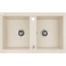 LAVEO BARBADOS jázmin kétmedencés mosogató automata dugókiemelős, helytakarékos szifonnal