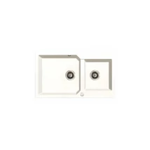 Laveo MILOS 2M 90 kétmedencés gránit jázmin mosogató helytakarékos dugókiemelős szifonnal