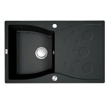 Laveo MOLOKIN csepptálcás fekete mosogató dugókiemelős helytakarékos szifonnal