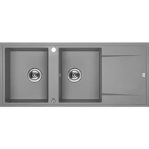 Laveo MEGALO Gránit mosogató: kétmedence csepptálcás, szürke Laveo MEGALO Gránit mosogató: kétmedence csepptálcás, szürke