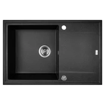 Laveo MEGALO Gránit mosogató: egymedence csepptálcás, fekete