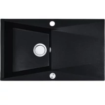 Laveo GRENADA csepptálcás matt fekete mosogató automata dugókiemelős, helytakarékos szifonnal