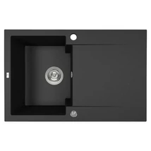 Laveo PICO 45S egymedence csepptálcás szemcsés fekete gránit mosogató helytakarákos szifonnal