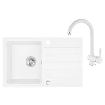 Laveo MARGARITA csepptálcás fehér csapos szett automata dugókiemelős, helytakarékos szifonnal