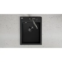 Laveo PICO egymedencés matt fekete mosogató helytakarékos szifonnal