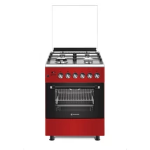 NOVACOOK F6TS40EG-R 60x60cm gáz elektromos DIGITÁLIS kombi tűzhely PIROS,WOK, Beépített forgónyárs