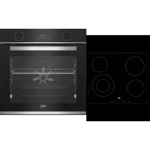 Beko sütő-kerámia főzőlap szett, inox/fekete