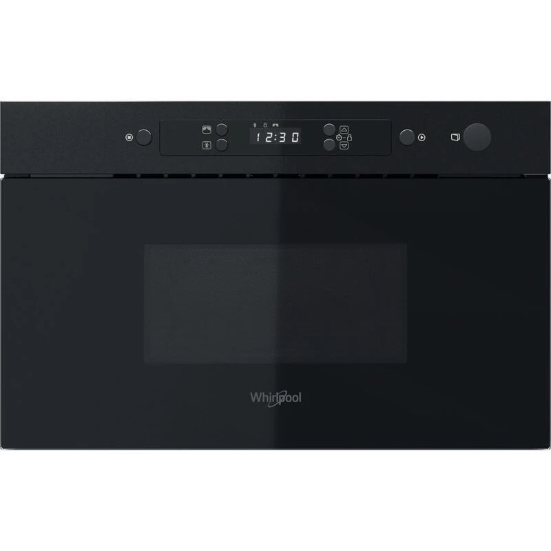 Whirlpool MBNA900B Fekete, 22 liter, beépíthető mikró,  oldalra nyíló üvegajtó, digitális kijelző (fehér karakterszín)