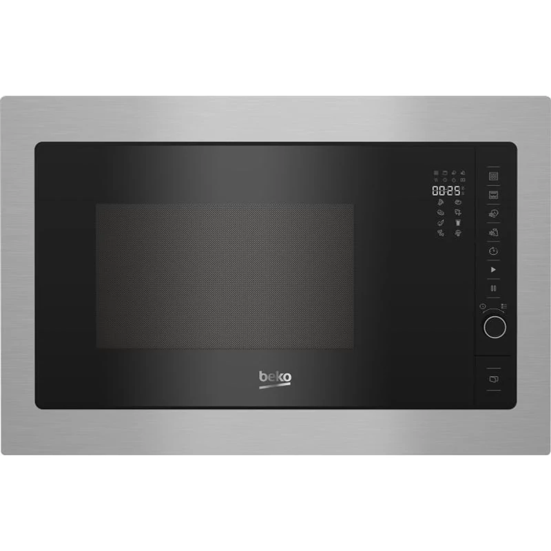 BEKO BMGB25332BG Beépíthető mikrohullámú sütő, 25 liter, fekete, inox keret, digitális kijelző, 8 funkció