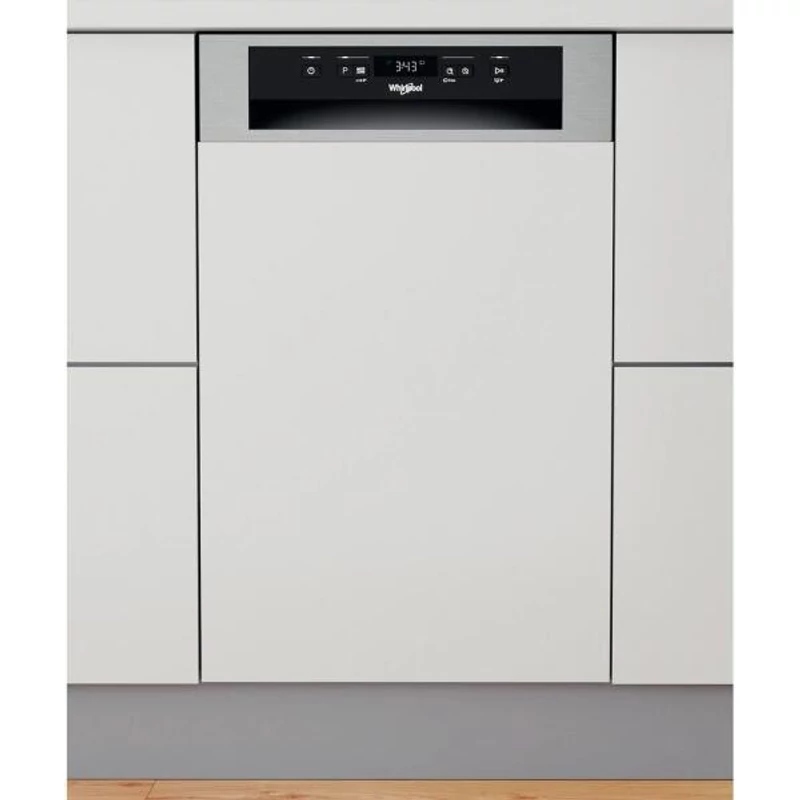 Whirlpool WSBC3M27X Beépíthető kezelőpaneles keskeny mosogatógép, 10 teríték, 9 L , 6 program Whirlpool WSBC3M27X Beépíthető kezelőpaneles keskeny mosogatógép, 10 teríték, 9 L , 6 program