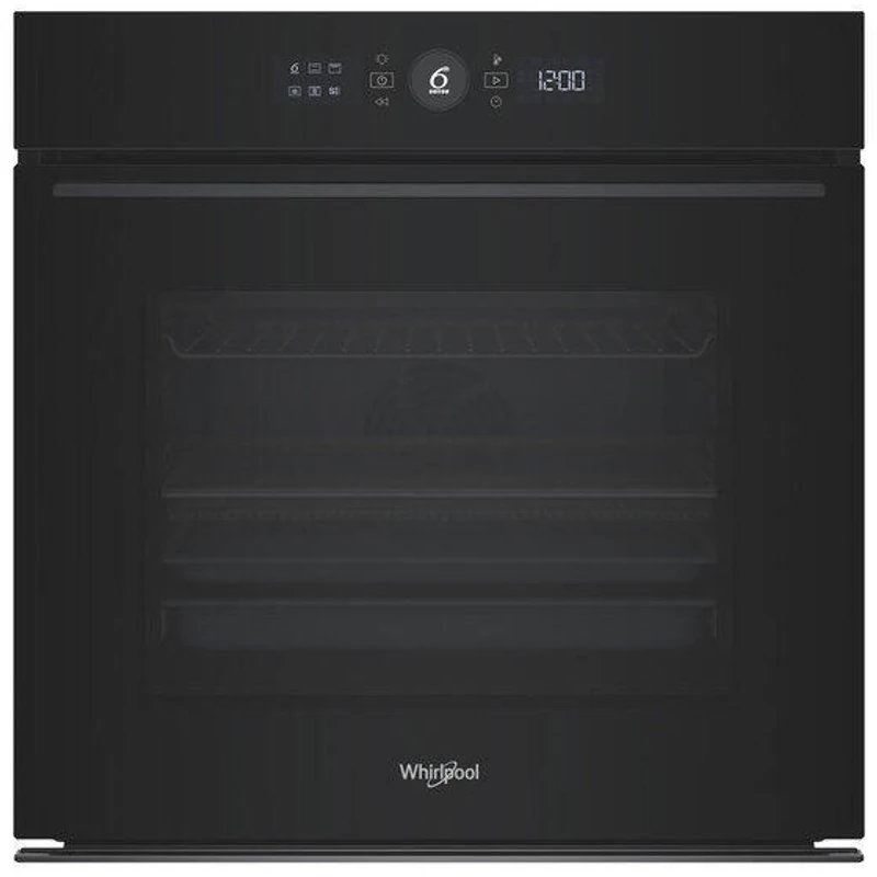 Whirlpool WOI5S8HM1SBA Fekete üveg, finoman csukódó sütőajtó ,  MF8, SmartClean (hidrolitikus) sütőtisztítás, "A+" teleszkópos sütősín, 73 liter