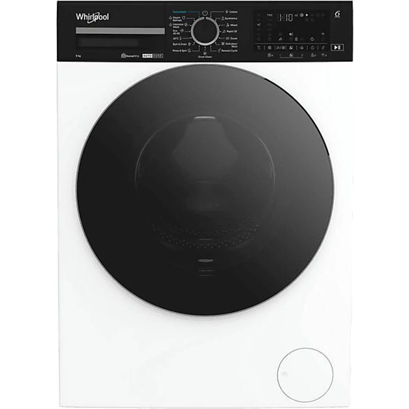 WHIRLPOOL WPM912WADSEE Elöltöltős gőzfunkciós mosógép automata mosószeradagolással és HomeWhiz távoli eléréssel, "A-60%"  1400 f, 9kg , csendes inverter motor , nagyméretű digitális kijelző,  6. Érzék funkció,  FreshCare+
