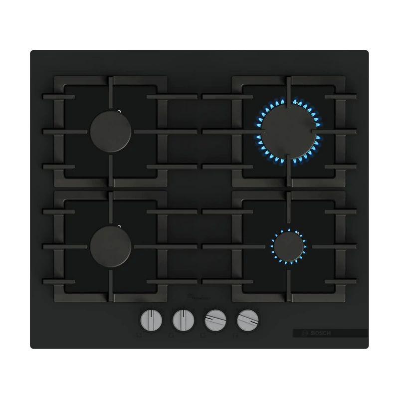 BOSCH PPP6AAI40 Gázfőzőlap ,  Matt Design edzett üveglap ,  Serie6 ,   4 gázégő ,  FlameSelect ,   öntöttvas edénytartó rács
