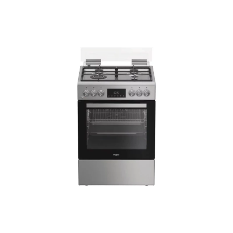 WHIRLPOOL W6G8LCSWXHU Szabadonálló kombi tűzhely 60 x 60 cm, 72 l sütőtér,  LED-kijelző, inox készülékszín ,WOK gázégő, egykezes szikragyújtás, öntöttvas edénytartó,  MF8+ multifunkciós elektromos sütő, grill, katalitikus sütőtisztítás sütővilágítás