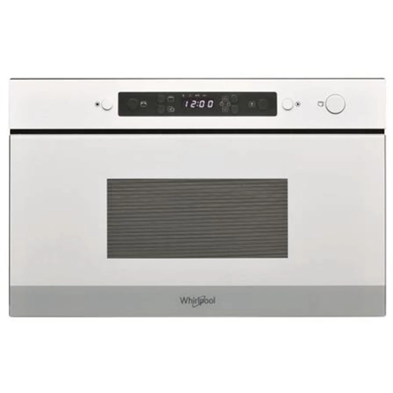 Whirlpool AMW 4920 WH beépíthető mikró, Fehér, 22 liter, grill funkció, gombos ajtónyitás, oldalra nyíló üvegajtó, digitális kijelző (fehér karakterszín)