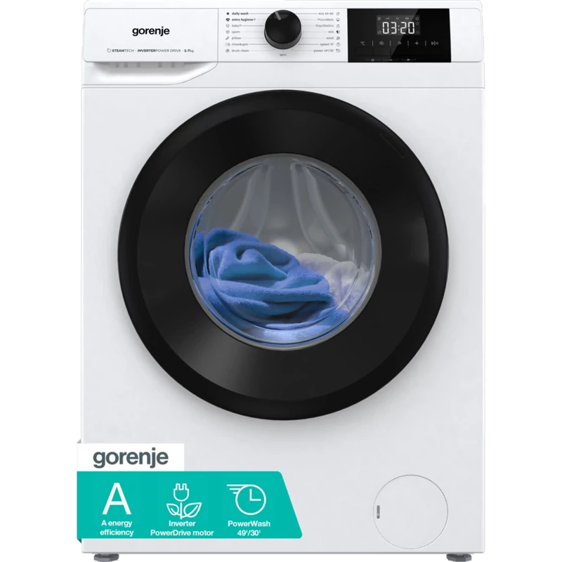 Gorenje W3NGPI74A3S Mosógép,  7 kg / 1400 f, "A" , INVERTER motor,  Gőzprogramok