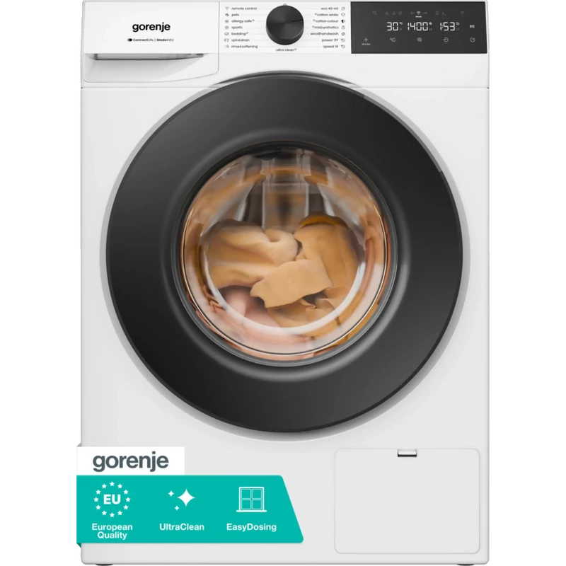 Gorenje WG474A21 Mosógép,7 kg /1400 f, "A" , INVERTERES motor, GŐZPROGRAMOK,  Növelt LED kijelző süllyesztett gombokkal,  WIFI - ConnectLife, CIPŐTISZTÍTÓ PROGRAM