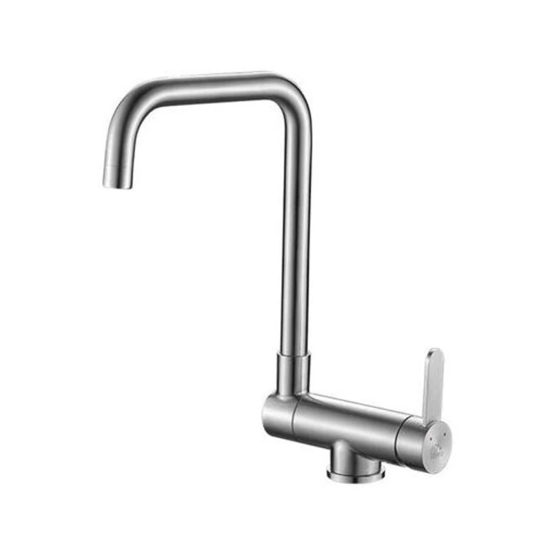 Laveo BONA Konyhai álló csaptelep L alakú kiömlővel, Szín: rozsdamentes acél-szálcsiszolt, lehajtható