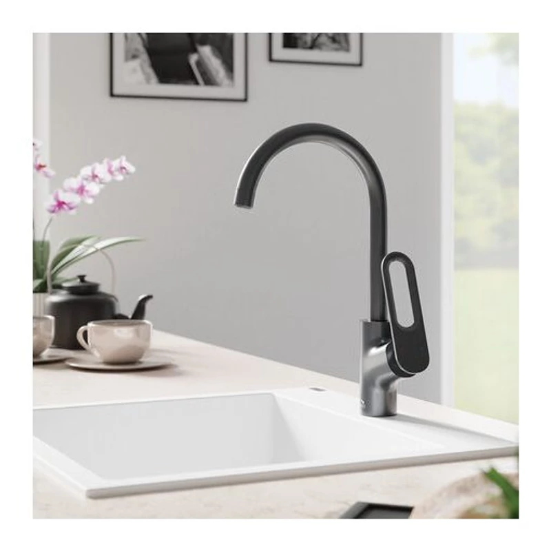 Laveo TIERRA Konyhai álló csaptelep, Szín: grafit