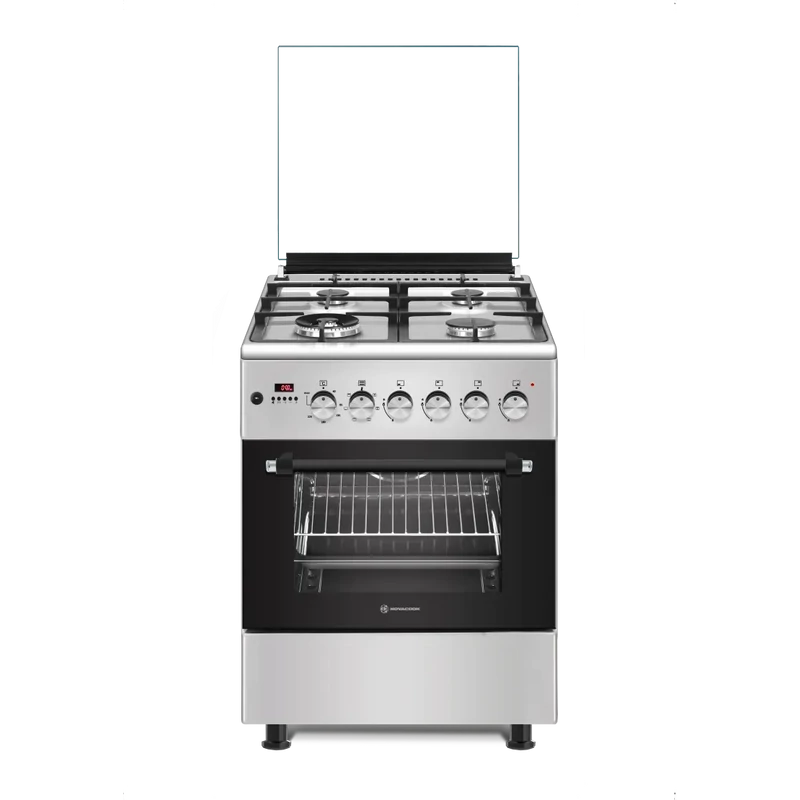 NOVACOOK F6TS40EG-HI  60x60cm gáz elektromos DIGITÁLIS kombi tűzhely INOX,WOK,Beépített forgónyárs