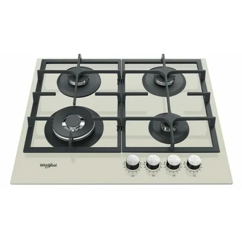 Whirlpool GOFL629/S Szaténezüst edzett üveg gázlap, 60 cm, 3 gázégő + 1 speciális WOK égő , automata szikragyújtás,  csiszolt szegélyű, peremmentes kivitel, Multistep flame 9 fokozatú lángszabályozás